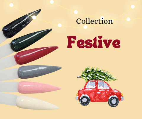 Collection de poudres de couleurs pour les ongles Festive