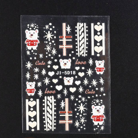Feuille d'aucollantspour les ongles ours polaire chandail rouge de Noël