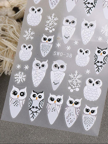 Autocollant de hibou pour les ongles