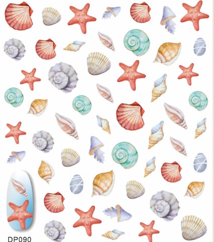 Autocollant étoile de mer et coquillage