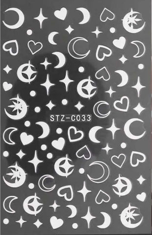 Autocollant cœur et lune